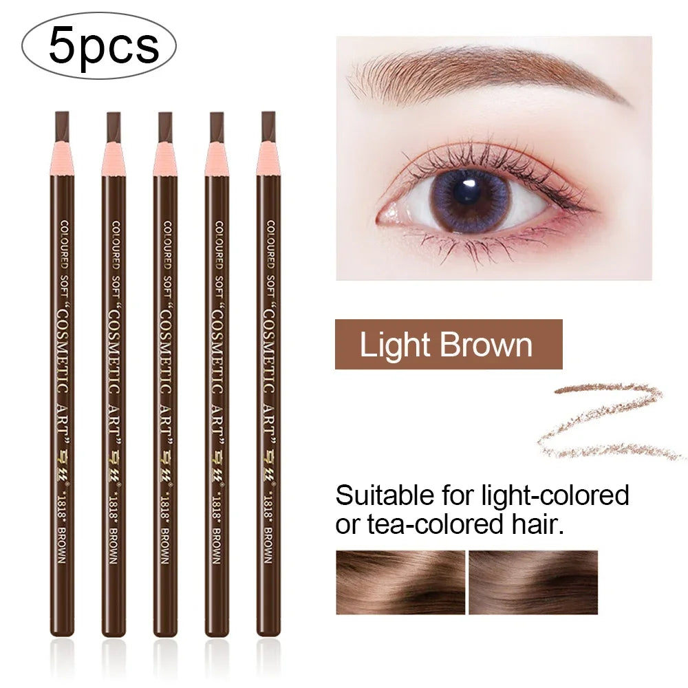 LuxuryGlow 5pcs Professional Microblading Eyebrow Pencil Set — Waterproof & Long-Lasting