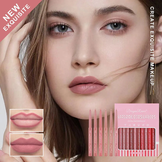 Delineador de labios mate Dragon Ranee de 12 colores: resistente al agua, a las manchas y de larga duración.