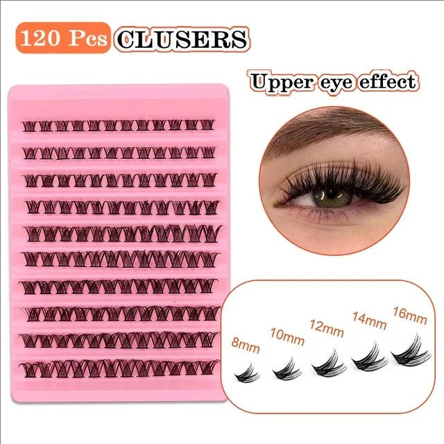 مجموعة رموش JPNPL MJ Lashes 40D DIY لتمديد الرموش - 120 قطعة من عناقيد المنك الصناعي على شكل حرف D