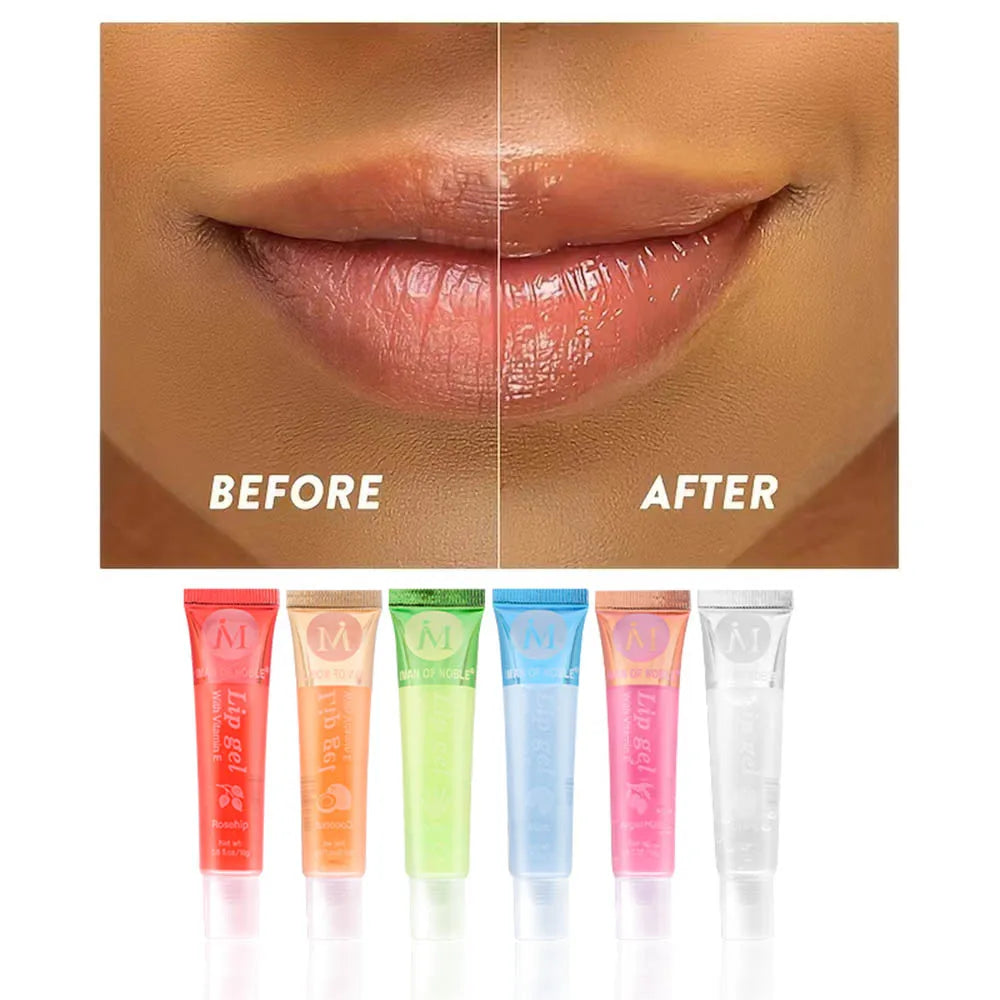 Glory Carrot 6-Piece Fruity Lip Gloss Set – Hydrating & Glossy Lip Gel for Moisturized, Shiny Lips