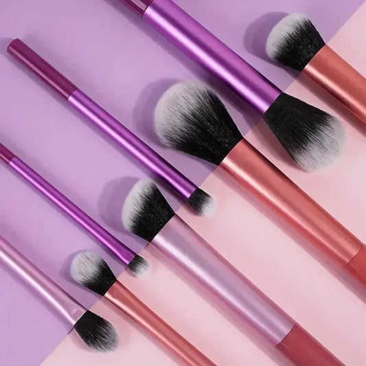 RUZOFO 8-Piece Professional Black Glossy Makeup Brush Set – Complete Kit for Face & Eyes