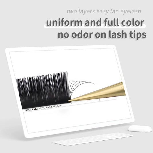 NAGARAKU Easy Fan Eyelash Extensions – Fast Blooming Volume Lashes for Salons