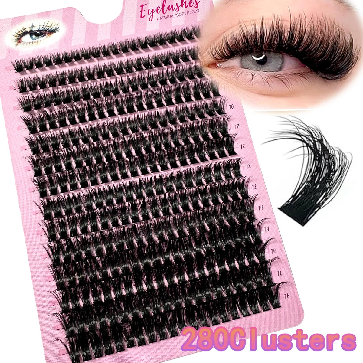 LYBCG Cluster Eyelash Extension – 280 Bundles Handmade Natural 3D Mink Lashes