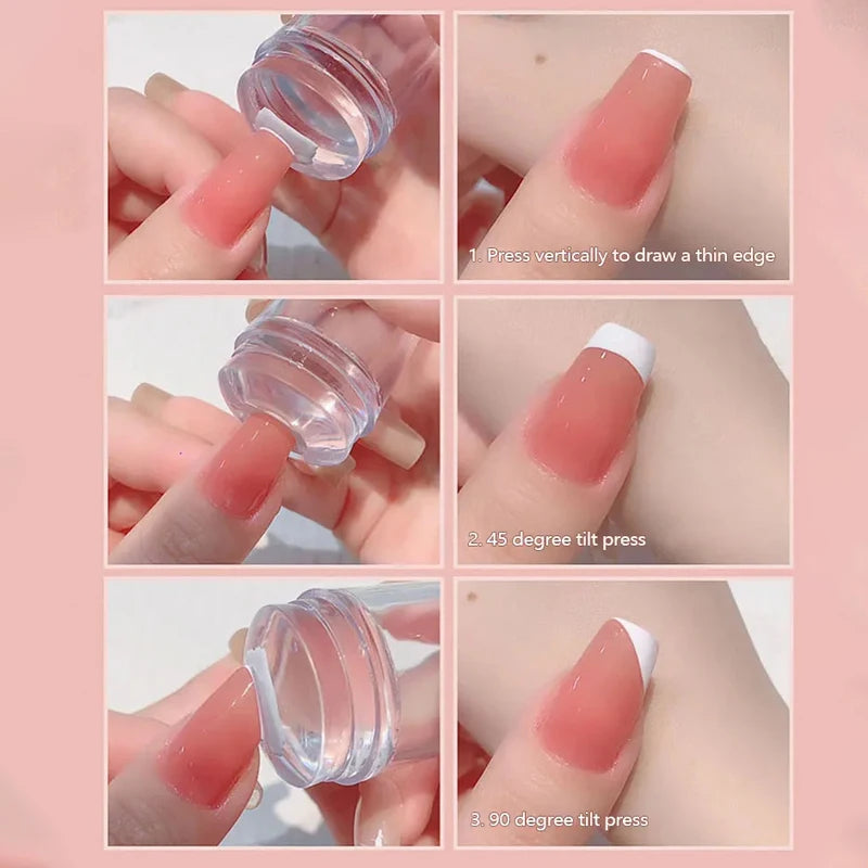 Kit de estampación de uñas de silicona transparente LuxuryGlow: estampador y raspador de diseño francés
