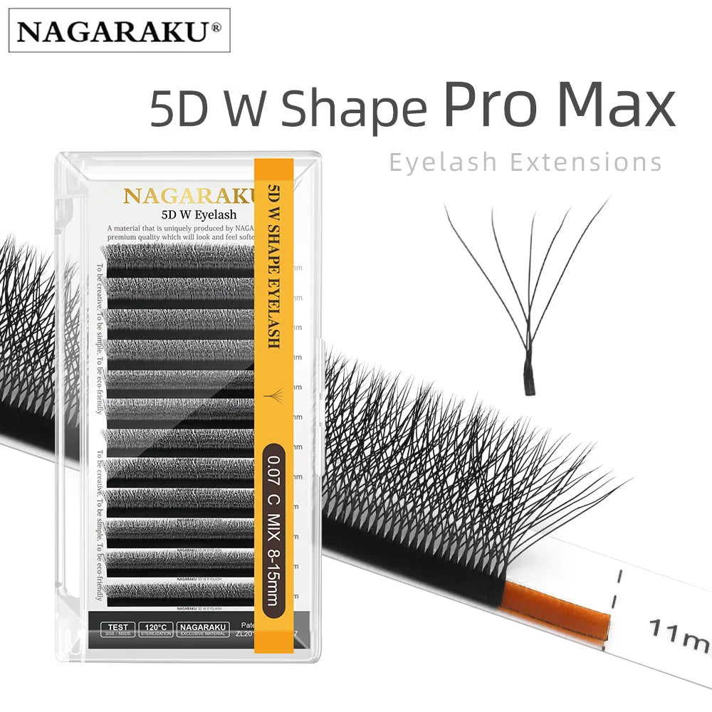 NAGARAKU W Shape مراوح الرموش المصنوعة مسبقًا - 3D / 4D / 5D / 6D Auto Bloom