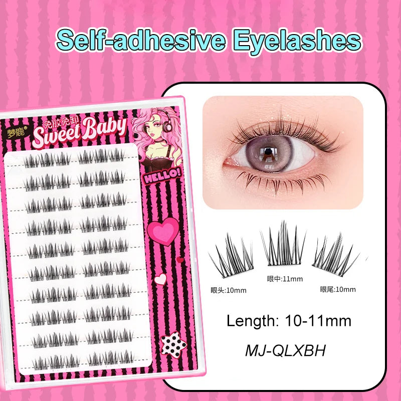 LuxuryGlow Self-Adhesive Eyelash Clusters – No-Glue, Reusable, Natural Look Lashes