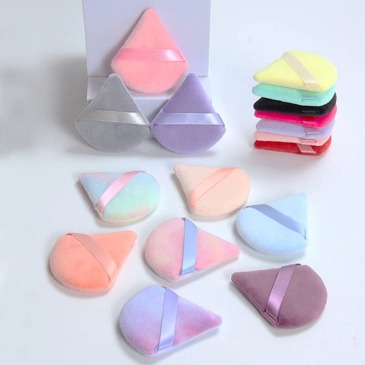 LuxuryGlow 2PCS Triangle Velvet Powder Puff – Soft Reusable Makeup Blender for Flawless Foundation Application