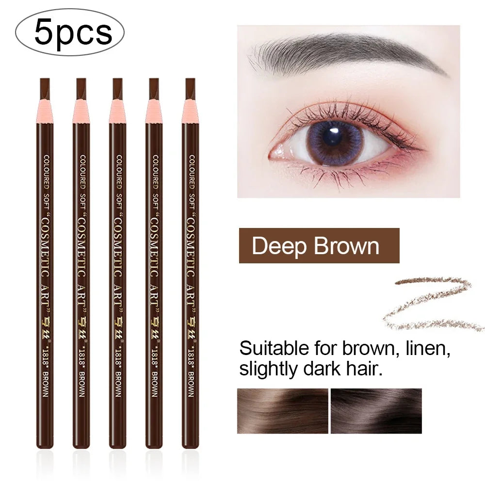LuxuryGlow 5pcs Professional Microblading Eyebrow Pencil Set — Waterproof & Long-Lasting
