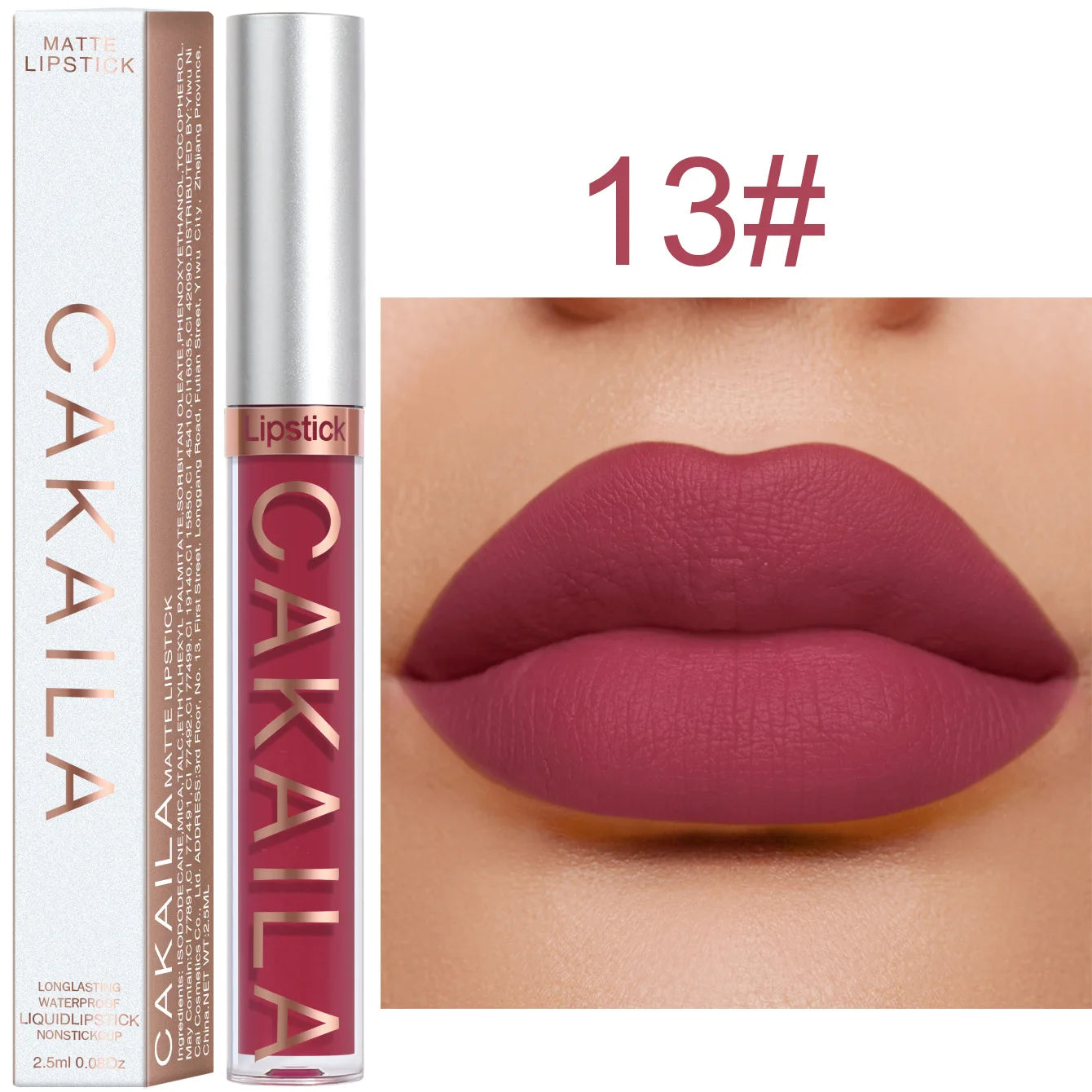 CAKAILA Waterproof Lipstick — Nude, Brown & Matte Red | 24-Hour Long-Lasting