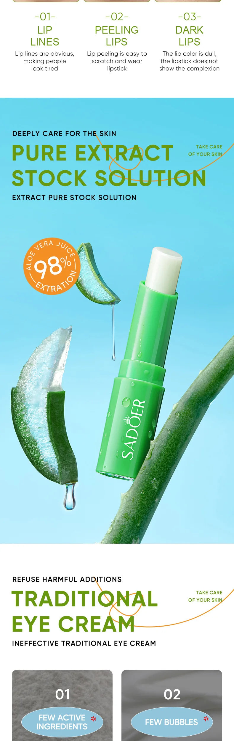 Bálsamo labial de coco con vitamina C de SADOER: tratamiento hidratante y reparador con aloe para labios de SADOER