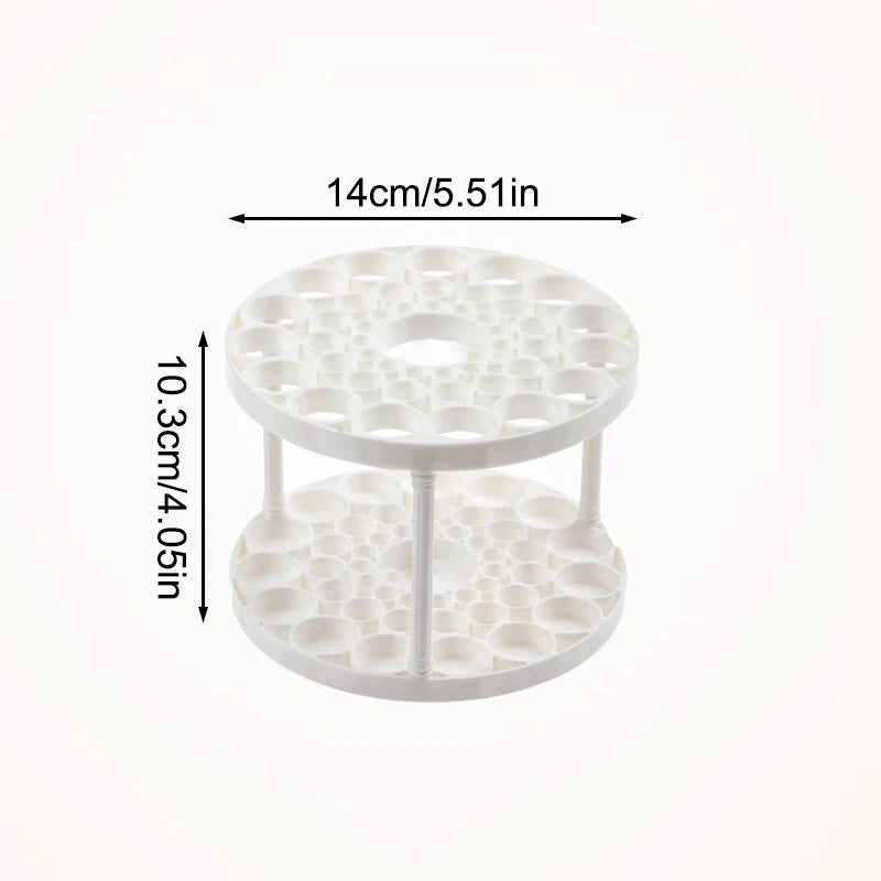 Organizador de brochas de maquillaje LuxuryGlow de 45 compartimentos: desmontable, lavable y compacto para brochas y bolígrafos.