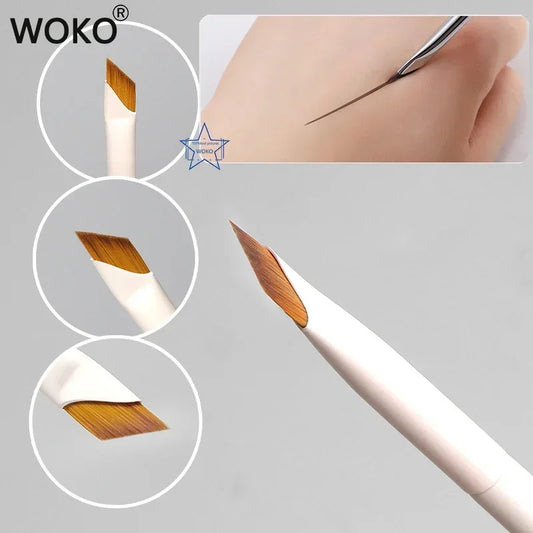 WOKO Ultra-Thin Precision Blade Eyeliner & Eyebrow Brush – White Wooden Handle