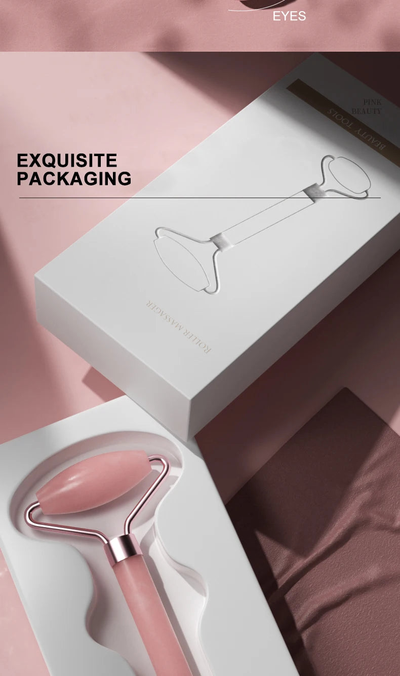 Rodillo masajeador facial de resina 3 en 1 LuxuryGlow: para rostro, cuello y ojos