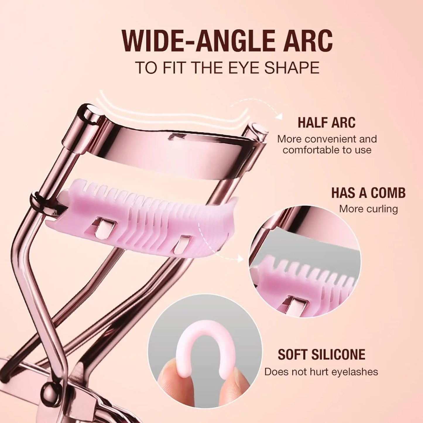 LuxuryGlow Professional Rose Gold Eyelash Curler – Quick Styling Lash Tool for Women