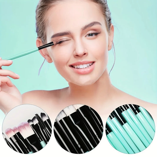 Set de 20 brochas de maquillaje de ojos LuxuryGlow MJ: sombras, delineadores y difuminadores