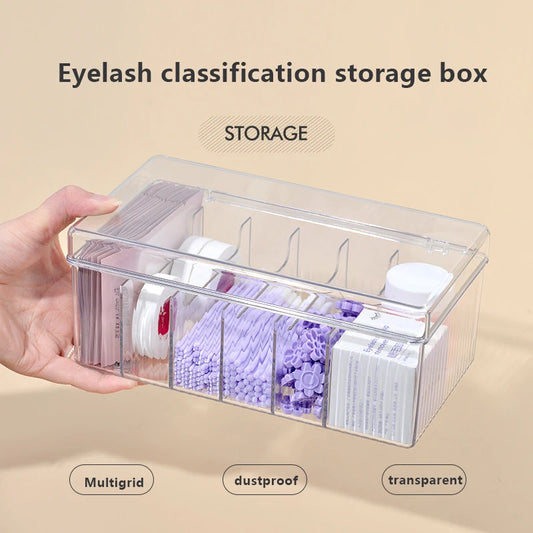 AQTOCNA Acrylic Eyelash Extension Tool Storage Box – Transparent Organizer with Cover