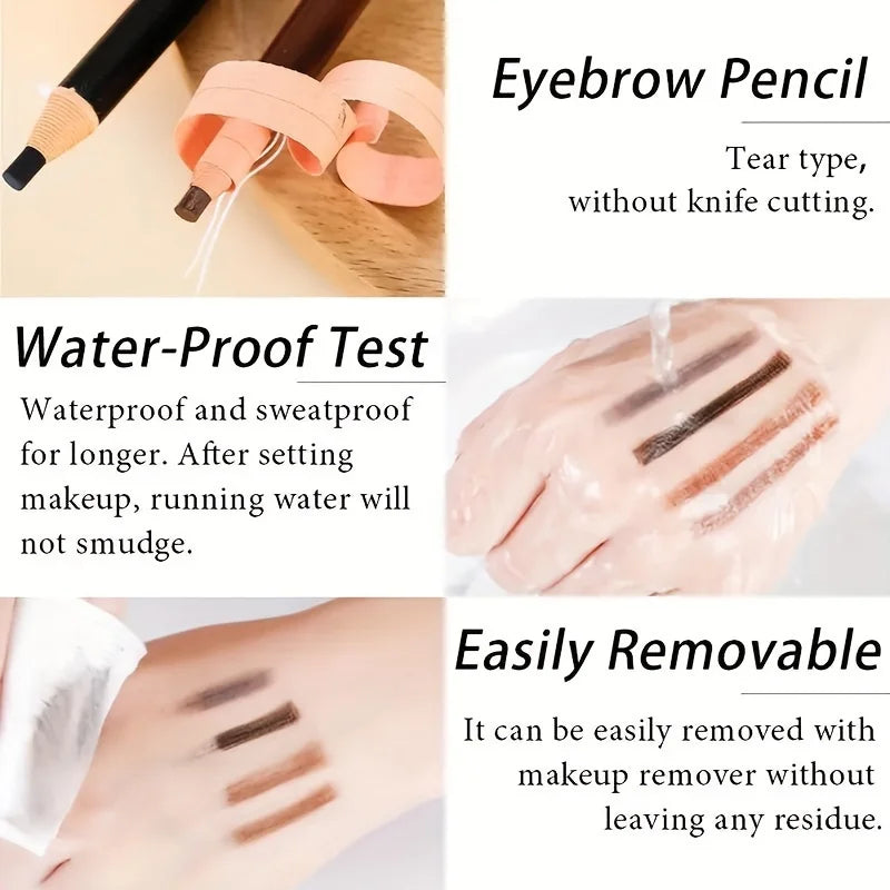 Lápiz de cejas desprendible LuxuryGlow resistente al agua: no se corre, no necesita afilarse, aspecto natural.