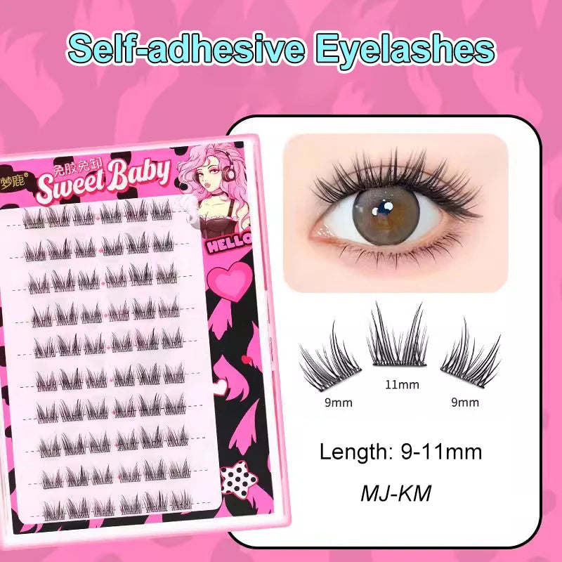 LuxuryGlow Self-Adhesive Eyelash Clusters – No-Glue, Reusable, Natural Look Lashes