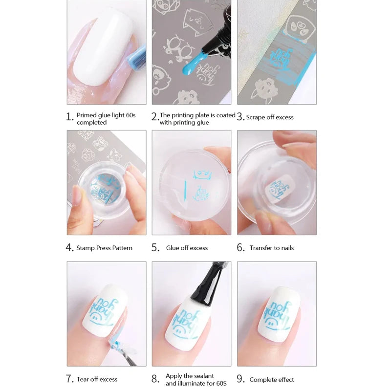 Kit de estampación de uñas de silicona transparente LuxuryGlow: estampador y raspador de diseño francés