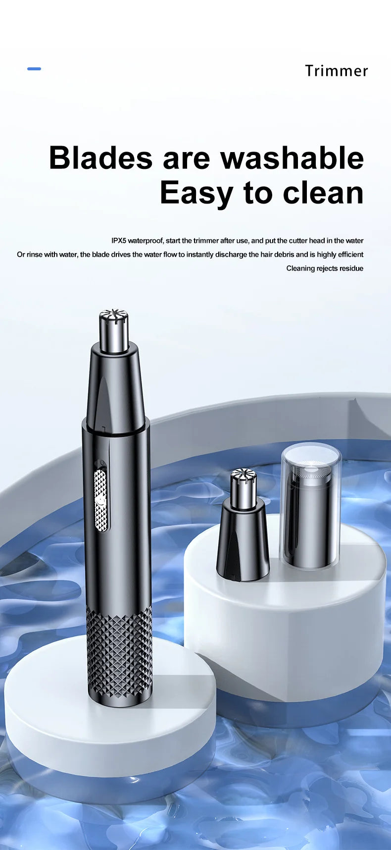 Newmine Rechargeable Electric Nose & Ear Hair Trimmer for Men – Safe Facial Grooming Tool