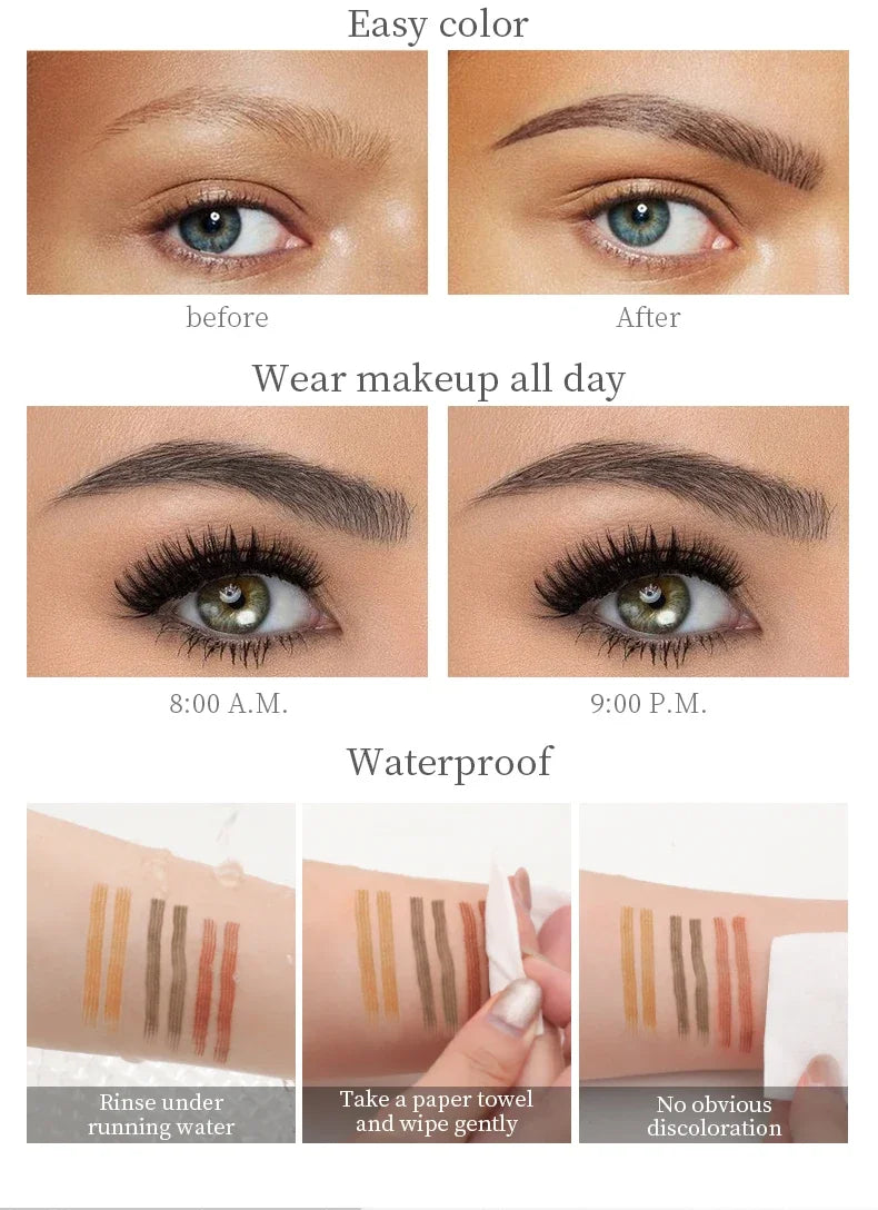 SAKSRAAR 5-Color Waterproof 4-Jaw Eyebrow Tattoo Pencil – Ultra-Fine, Long-Lasting Brow Pen
