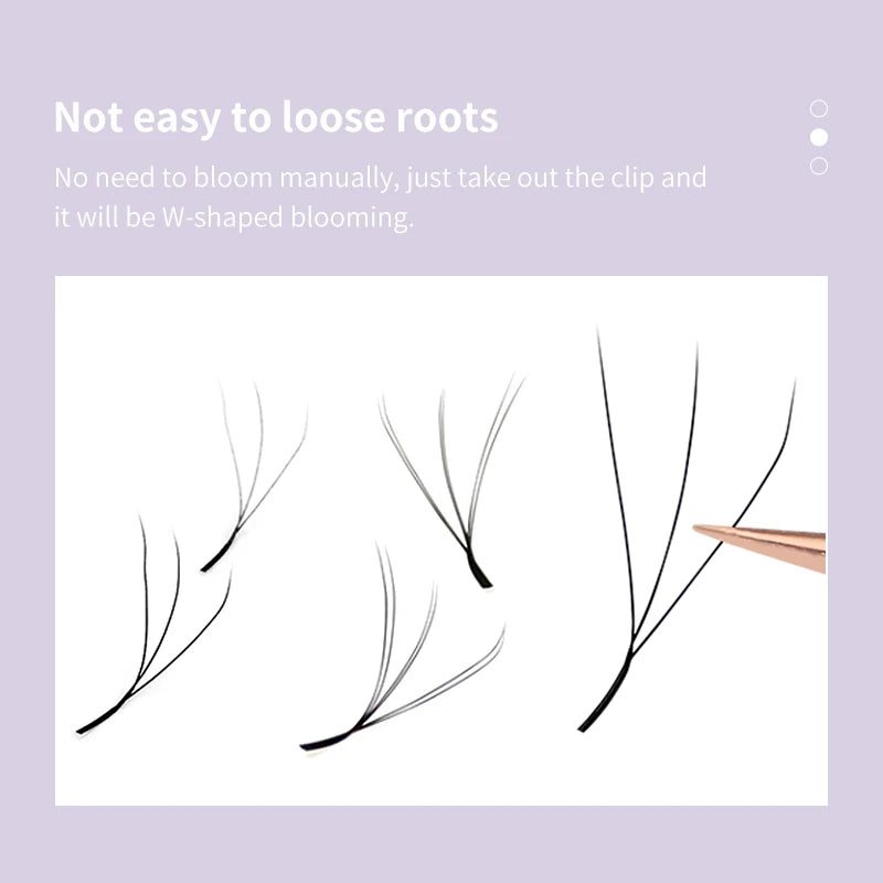 DIYDAY W-Shape Eyelash Extensions – 3D to 8D Premade Bloom Fans, Soft & Natural C132