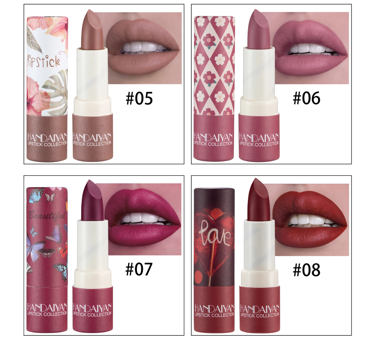 Handaiyan Naked Color Velvet Matte Lipstick – Long-Lasting & Moisturizing