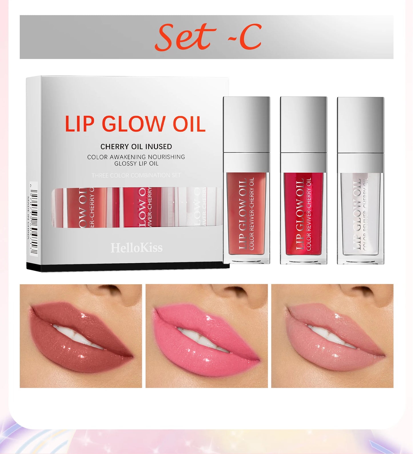 Hello Kiss Crystal Jelly Lip Oil Set – Tinted, Hydrating & Plumping Lip Gloss Combo