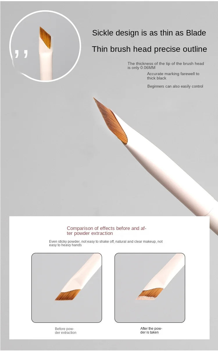 WOKO Ultra-Thin Precision Blade Eyeliner & Eyebrow Brush – White Wooden Handle