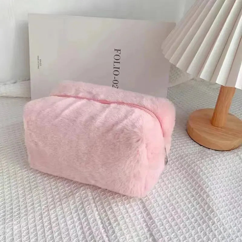 LuxuryGlow Soft Plush Makeup Bag – Stylish, Spacious & Travel-Friendly Cosmetic Organizer
