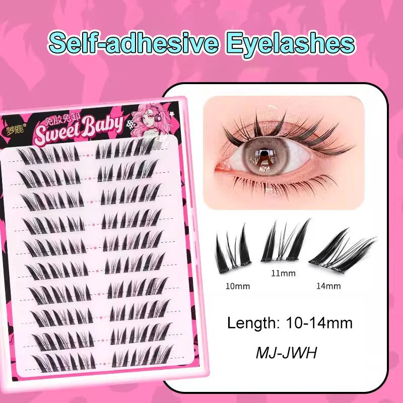 LuxuryGlow Self-Adhesive Eyelash Clusters – No-Glue, Reusable, Natural Look Lashes