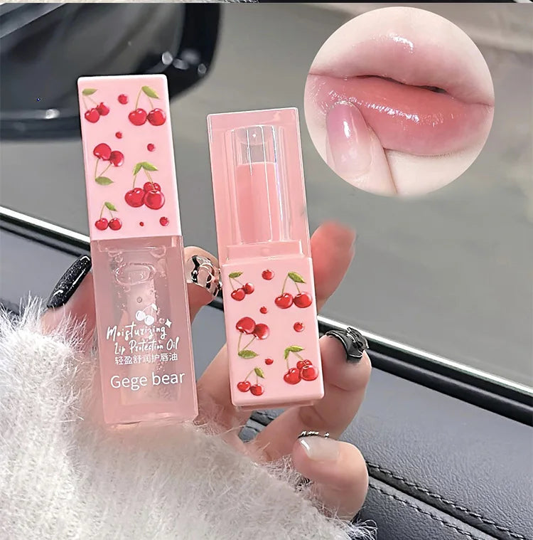 Gege Bear Cherry Lip Balm & Lip Oil Duo – Deep Hydration & Winter Care by Gege Bear