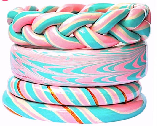 LuxuryGlow Lac Bangles Candy Swirl Lac Bangles – Handmade Multicolor Pastel Marbled Elegance