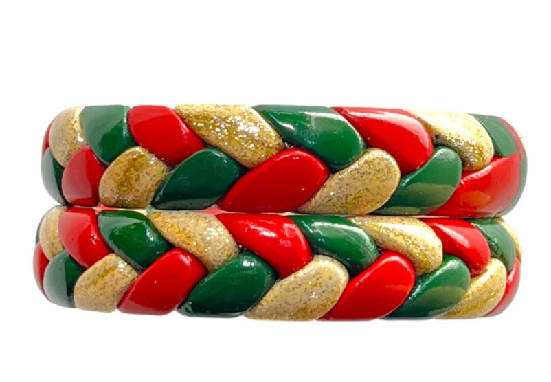 LuxuryGlow Lac Bangles Handmade Jaipur Lac Bangles with Golden Zari – Red, Green & Cream