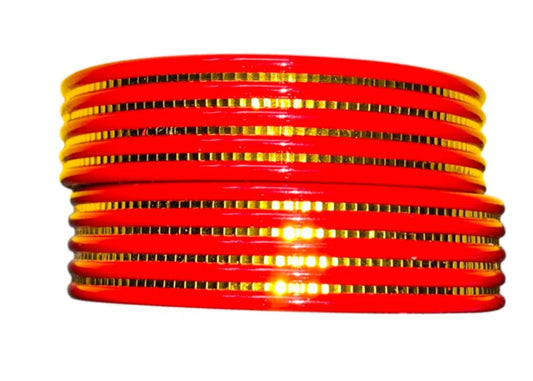 LuxuryGLow Lac Bangles Handmade Red Lac Bangles – Gold Plated Antique Finish | LuxuryGLow