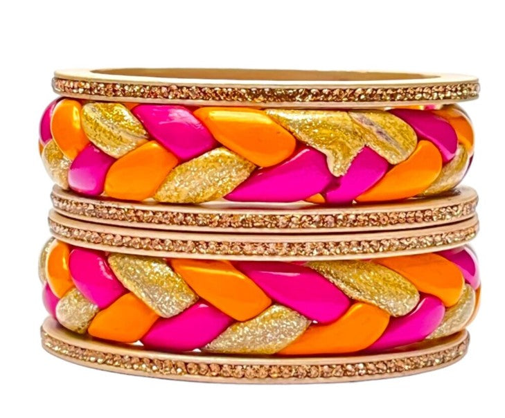 LuxuryGlow Lac Bangles Handmade Lac Bangles Set – Ponytail Design | LuxuryGlow