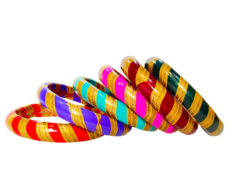 LuxuryGlow Lac Bangles Handmade Multicolor  Combo – Leheriya Design |