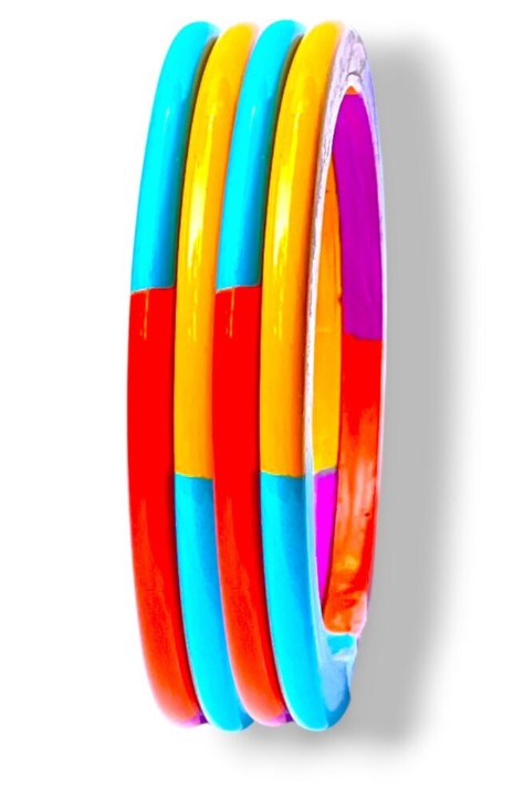 LuxuryGlow Lac Bangles Pataka Handmade Lac Bangles – Bold Multicolor Armreif |