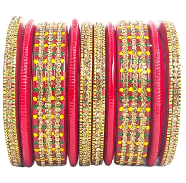 LuxuryGlow Lac Bangles Radiant Reverie Jaipur Lac Bangles Set – Hand-Painted with Rhinestones |
