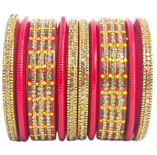 LuxuryGlow Lac Bangles Radiant Reverie Jaipur Lac Bangles Set – Hand-Painted with Rhinestones |