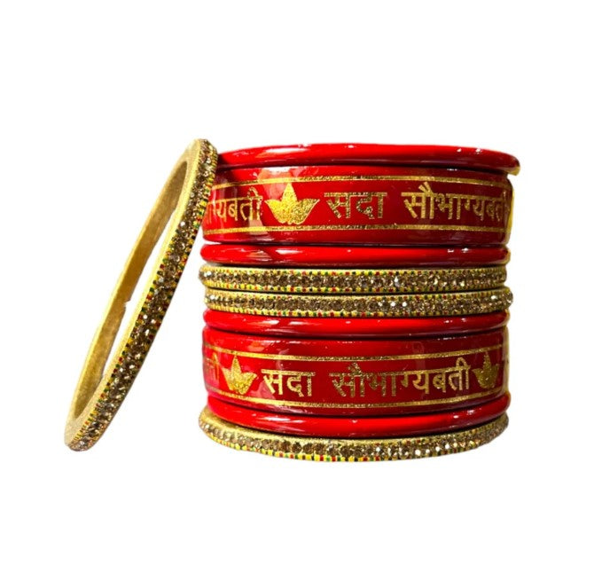 LuxuryGlow Lac Bangles Red  Set – Sada Saubhagyavati Design |