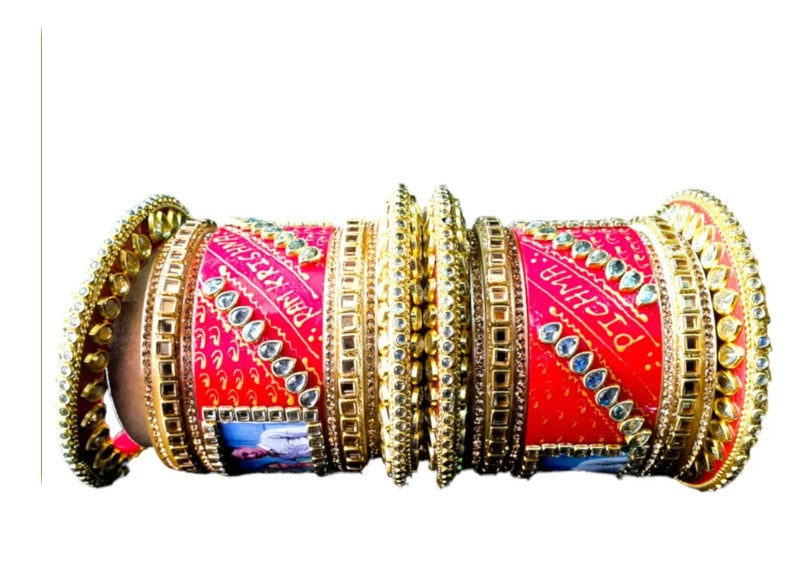 LuxuryGlow Personalized Bridal Wedding Bangles with Name & Photo – Custom Set of 18 |