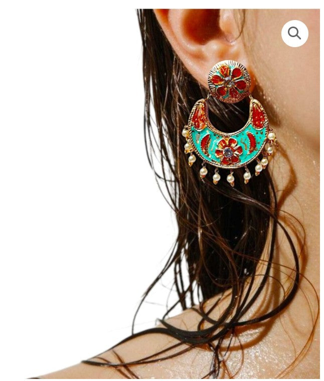 LuxuryGlow Lac Jewelry Noor-e-Meena Jhumka – Handcrafted Lac Earrings with Meenakari Art & Gold-Plated Finish | Royal Indian Jewelry by