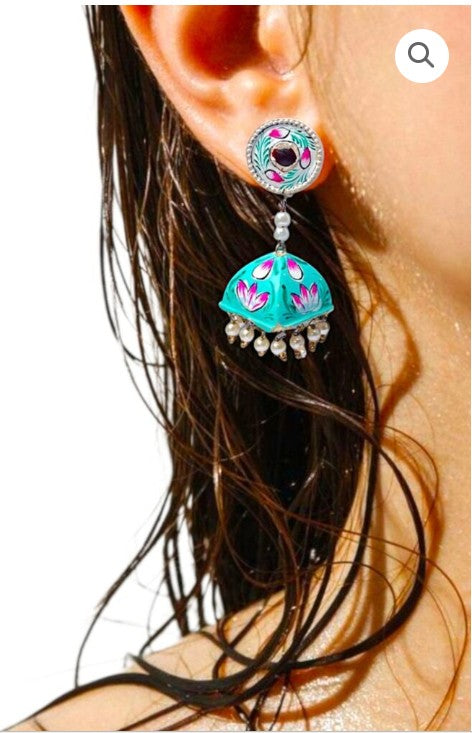 LuxuryGlow Lac Jewelry Zewar-e-Ishq Jhumka – Handcrafted Lac Earrings with Floral Motifs & Pearl Embellishments |