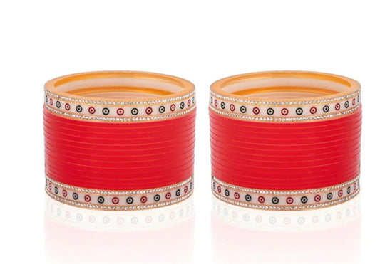 LuxuryGlow Wedding Bangles  Red Wedding Choora by  – Traditional Bridal Bangles Set for Indian Weddings