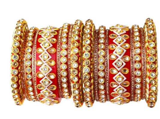 LuxuryGlow WeddingBangles Exquisite Traditional Rajasthani Bridal Chuda & Rajwadi Bangle Set (Set of 18) – Royal Wedding Jewelry by
