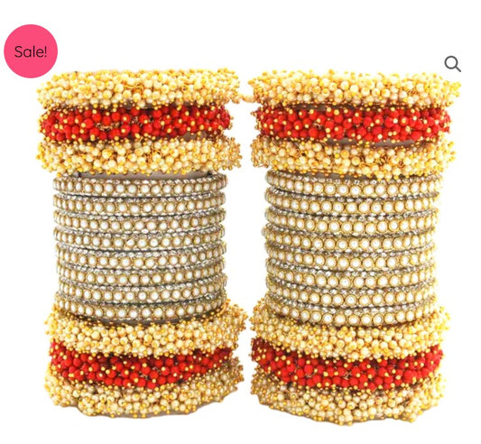 LuxuryGlow Wedding Bangles  Regal Red & Gold Indian Wedding Bangles – Traditional Bridal Elegance by