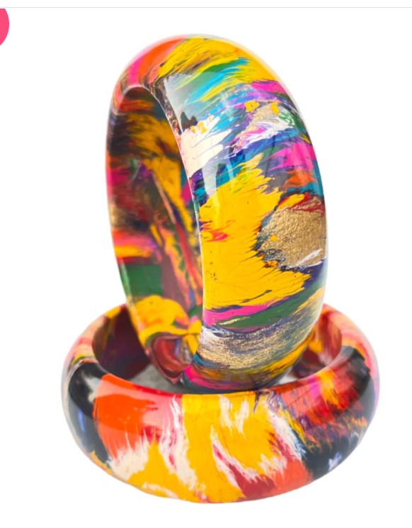 LuxuryGlow Lac Bangles Handmade Jaipur Lac Bangles – Multicolor Antique Design (1 Pair)