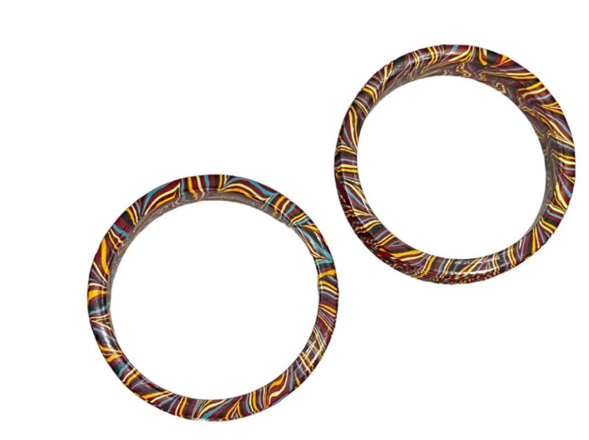 LuxuryGlow Lac Bangles Red Lac Bangles – Handmade Karigari Artistry with Multicolor Wave Patterns