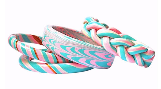 LuxuryGlow Lac Bangles Candy Swirl Lac Bangles – Handmade Multicolor Pastel Marbled Elegance